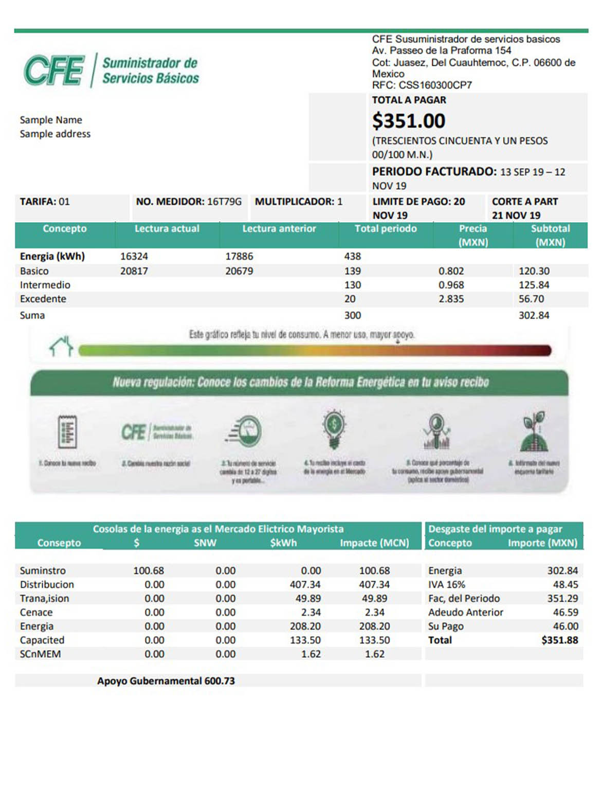 Mexico electricity CFE utility bill