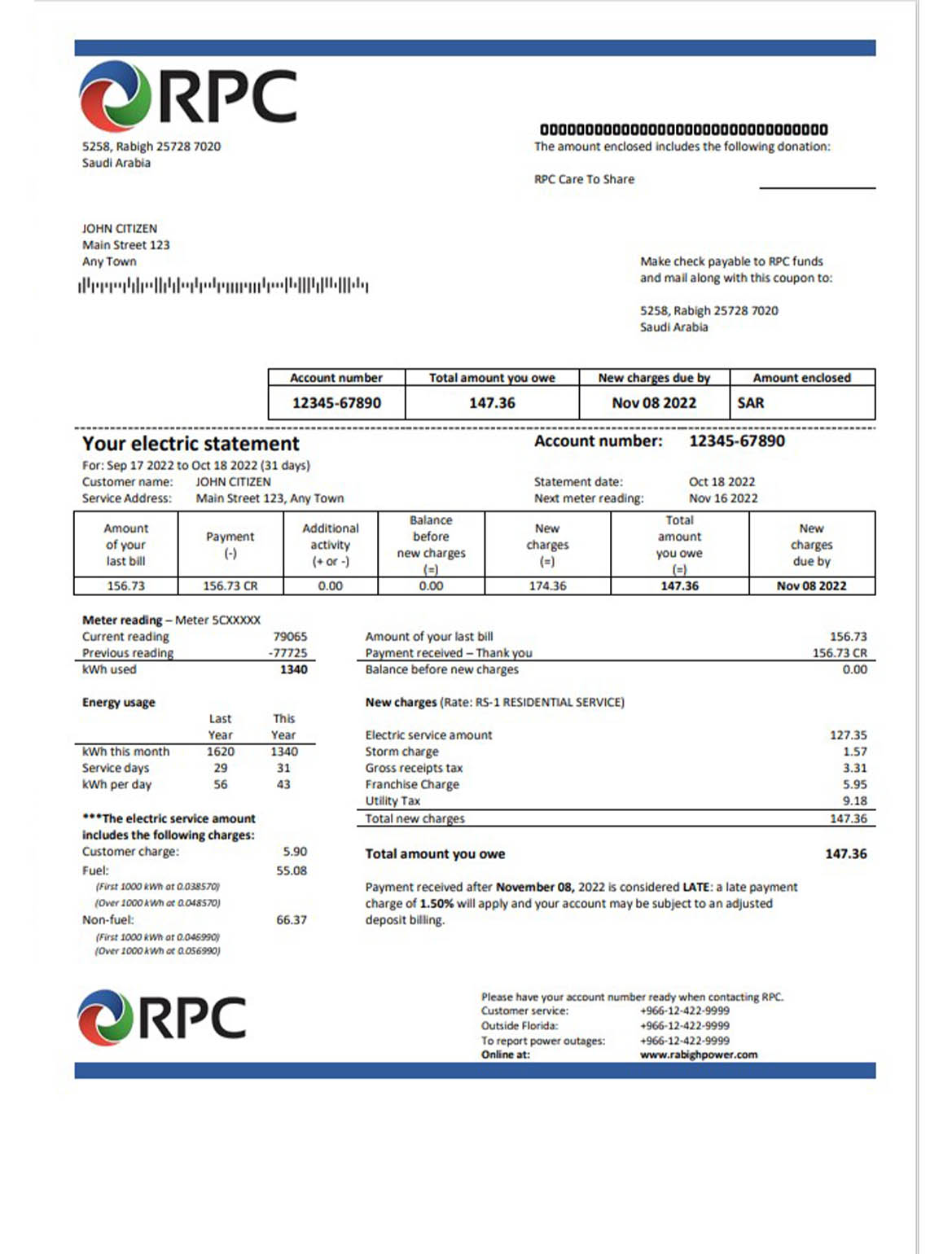 Saudi Arabia Rabigh power company utility bill