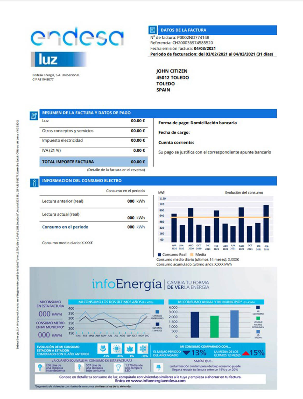 Spain Endesa luz utility bill