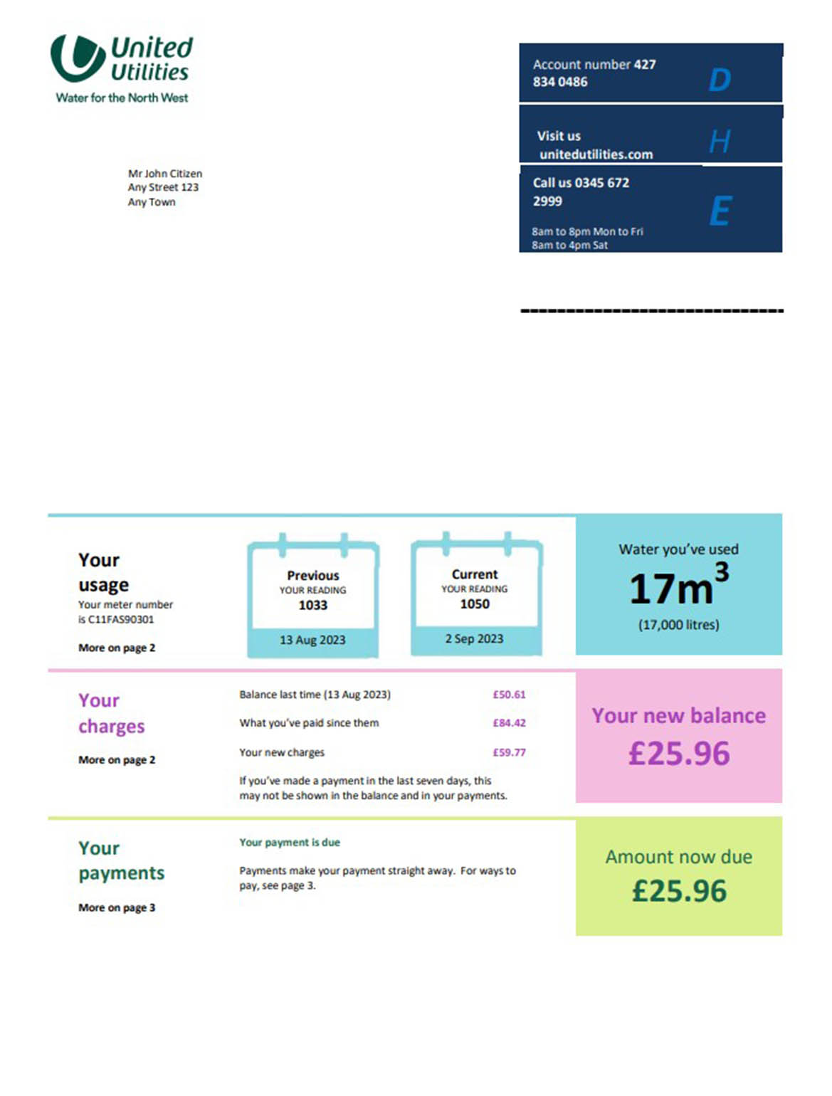 United Kingdom United utilities utility bill